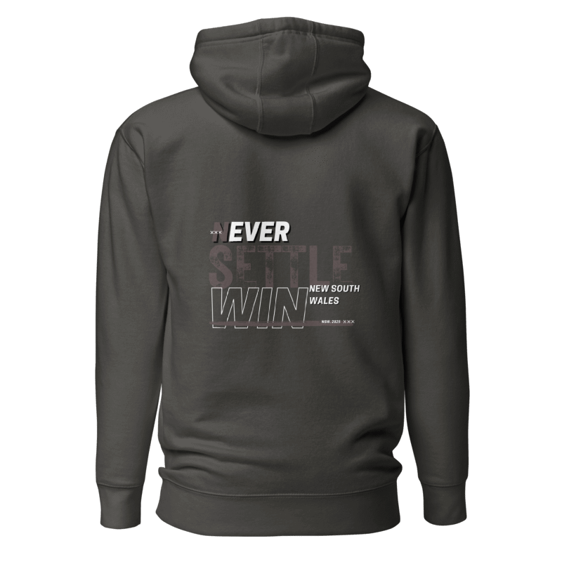 NSW Vibes: Never Settle Win, New South Wales - Unisex Pocket Hoodie - Black