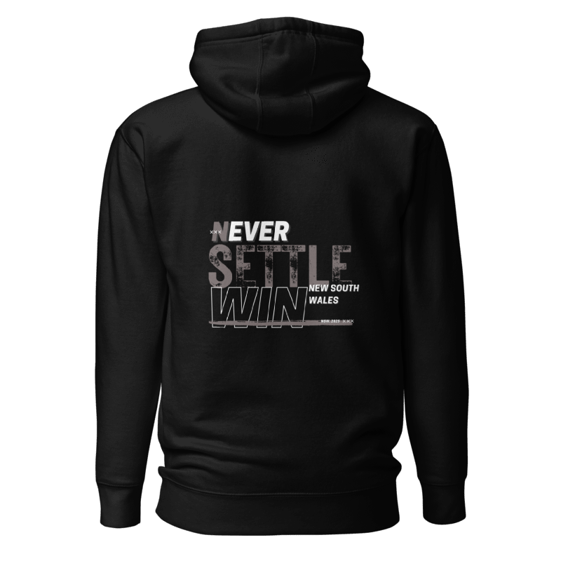 NSW Vibes: Never Settle Win, New South Wales - Unisex Pocket Hoodie - Black