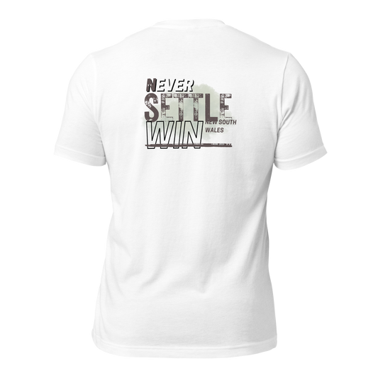 NSW Vibes - Never Settle Win - New South Wales - Mens T-Shirt - Plain White